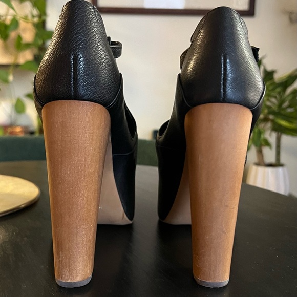 Jeffery Campbell Foxy-Wood Leather Platform Heels - Picture 6 of 7